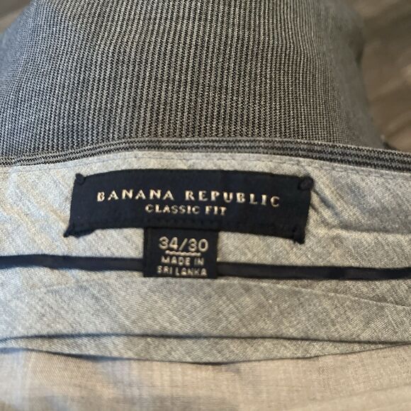 BANANA REPUBLIC Men’s Classic Fit Wool Straight Leg Trousers Grey Size 34x29 - Picture 6 of 8